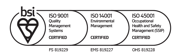 BSI: ISO 9001, ISO 14001 and ISO 45001 certified